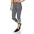 thumbnail image 3 of Reebok Women's High Waisted Capri Workout Leggings - Cropped Performance Compression Gym Tights - Light High Rise Charcoal Heather Grey, Large, 3 of 4