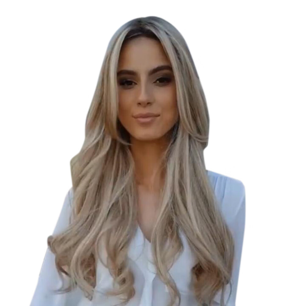 DOPI Human Hair Wigs For Women Black Color Natural Lace Hair Fashion Womens Curly Hair Full Wig Synthetic Natural Long Wavy Blonde Wig