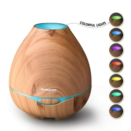 Aroma Essential Oil Diffuser, 300Ml Ultrasonic Cool Mist Humidifier With Color Led Lights Changing For Home, Yoga, Office, Spa, Bedroom, Baby Room - Wood Grain