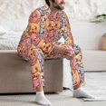 thumbnail image 5 of Mens Pajamas Set, Artistic Colorful Cute Cats Button Down Long Sleeve Loungewear Sleepwear Pjs sets for Men, 5 of 5