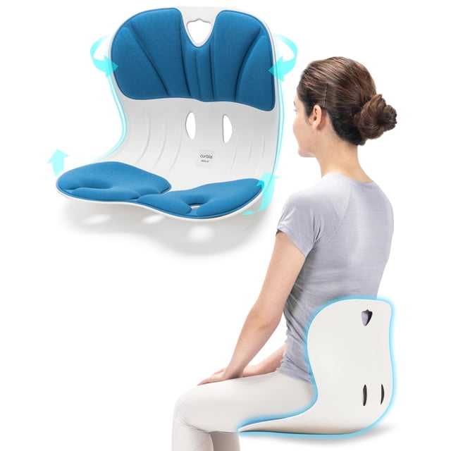 Soporte lumbar ergonómico más ancho para silla Curble, color azul