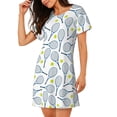 thumbnail image 2 of Uemuo Tennis Rackets And Balls Pattern Women’s Nightdress – Casual Sleep Shirt, Soft Relaxed Fit Short-Sleeved Cotton Sleepwear for Home, Bedtime, and Lounging, 2 of 6