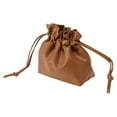 thumbnail image 1 of 1 Pc Bolsa de Cosméticos Portátil con Cierre de Cuerda para Vacaciones y Viajes de Negocios PU Marrón, 1 of 3