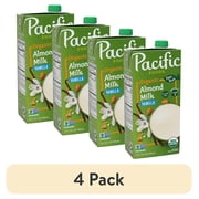 (4 pack) Pacific Foods Organic Vanilla Almond Milk, Plant Based Milk, 32 oz Carton
