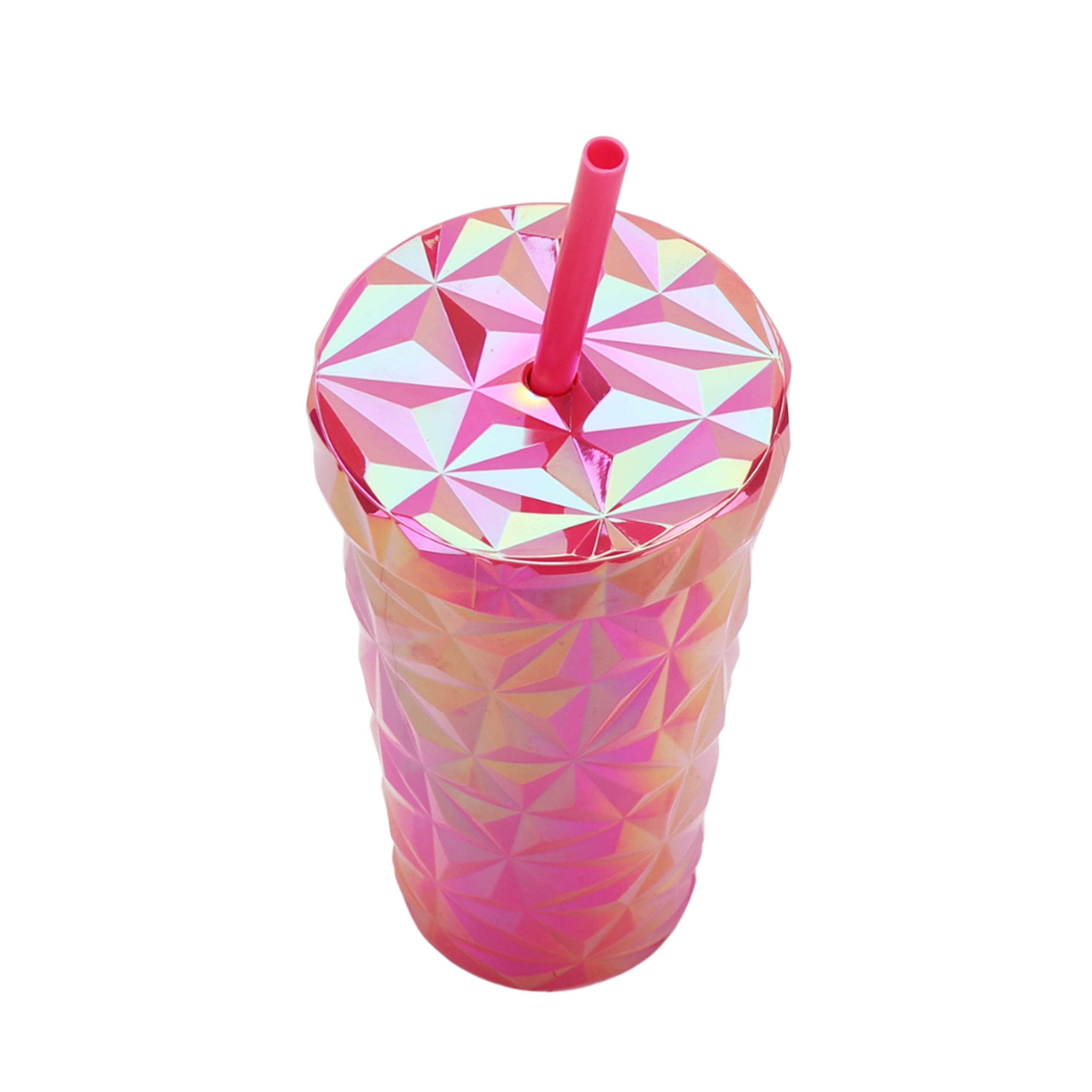 Your Zone Pink 16-Ounce Plastic Double Wall Insulated Textured
