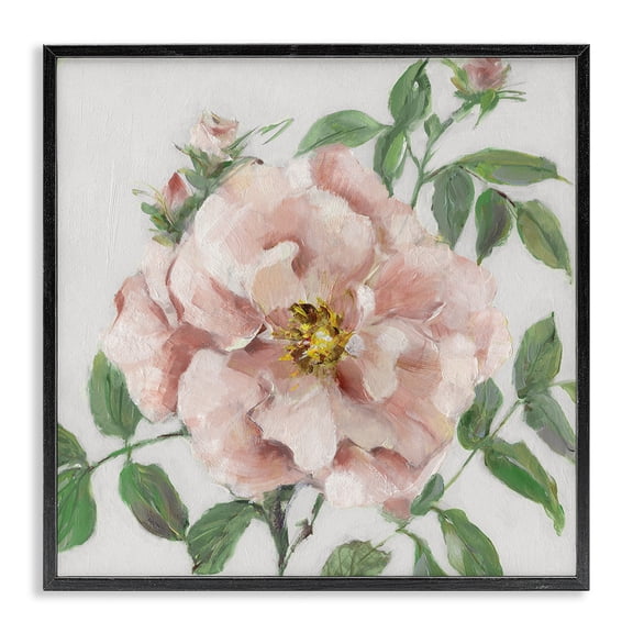 Stupell Industries Traditional Traditional Single Pink Blossom Black Framed Giclee Art, 12 x 12, by Sally Swatland