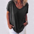 thumbnail image 1 of Femmes Lâches Grande Mode Décontractée Simple Couleur Unie V-Cou à Manches Courtes T-Shirt, 1 of 1