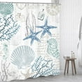 thumbnail image 2 of Nautical Coastal Shower Curtain 72Wx72H Inch Starfish Seashell Coral Bathroom Set Vintage Underwater Marine Retro Anchor Sea Horse Ocean Beach with 12 Hooks Fabric Waterproof Accessories Decor, 2 of 5