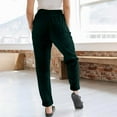 thumbnail image 4 of Green Sweatpants Women's Solid Color Corduroy Drawstring Elastic Tie Casual Loose Pants, 4 of 5