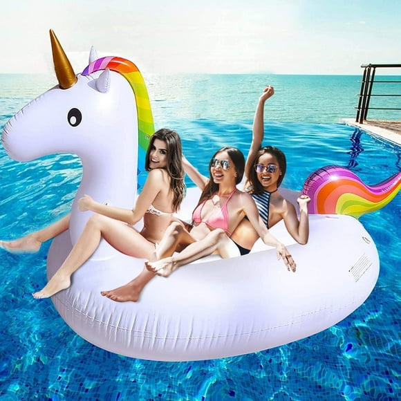 Flotador inflable para piscina TURNMEON 102 con forma de unicornio gigante para 2 a 4