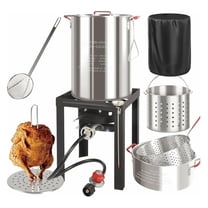 NBBNHH Outdoor Fryer Kit - 30QT & 10QT Propane Fryer - Turkey, Seafood Boiler - Skimmer & Cover - 50,000 BTU Burner - Aluminum Pot w/ Basket