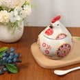 thumbnail image 2 of Ceramic Spice Cellar Chicken with Lid 5.3 Inch Storage Jar Rooster Shape with Flower Relief Storage Container for Kitchen Snack Spice Decorative Biscuit Jar for Household and Easter, 2 of 9
