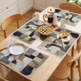 thumbnail image 5 of Black Brown Geometric Placemats Set of 6 Modern Abstract Textured Place Mats Indoor Wipeable Table Mats Washable Cloth Dining Table Placemats for Kitchen Holiday Party Home Decor 13x19 Inch, 5 of 9