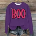 thumbnail image 3 of CILENON Halloween Costumes Woman 2024 Halloween Sweatshirts for Women 2024 Fall Cute Pumpkin Face Bat Graphic Crewneck Long Sleeve Shirt Top (I,S), 3 of 4