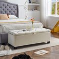 thumbnail image 3 of Fashion Beige Velvet Fabric  Upholstered large storage  rectangular bench for Entryway Bench,Bedroom end of Bed bench.foot of the Bed,Bench for sofa for living room, 3 of 23