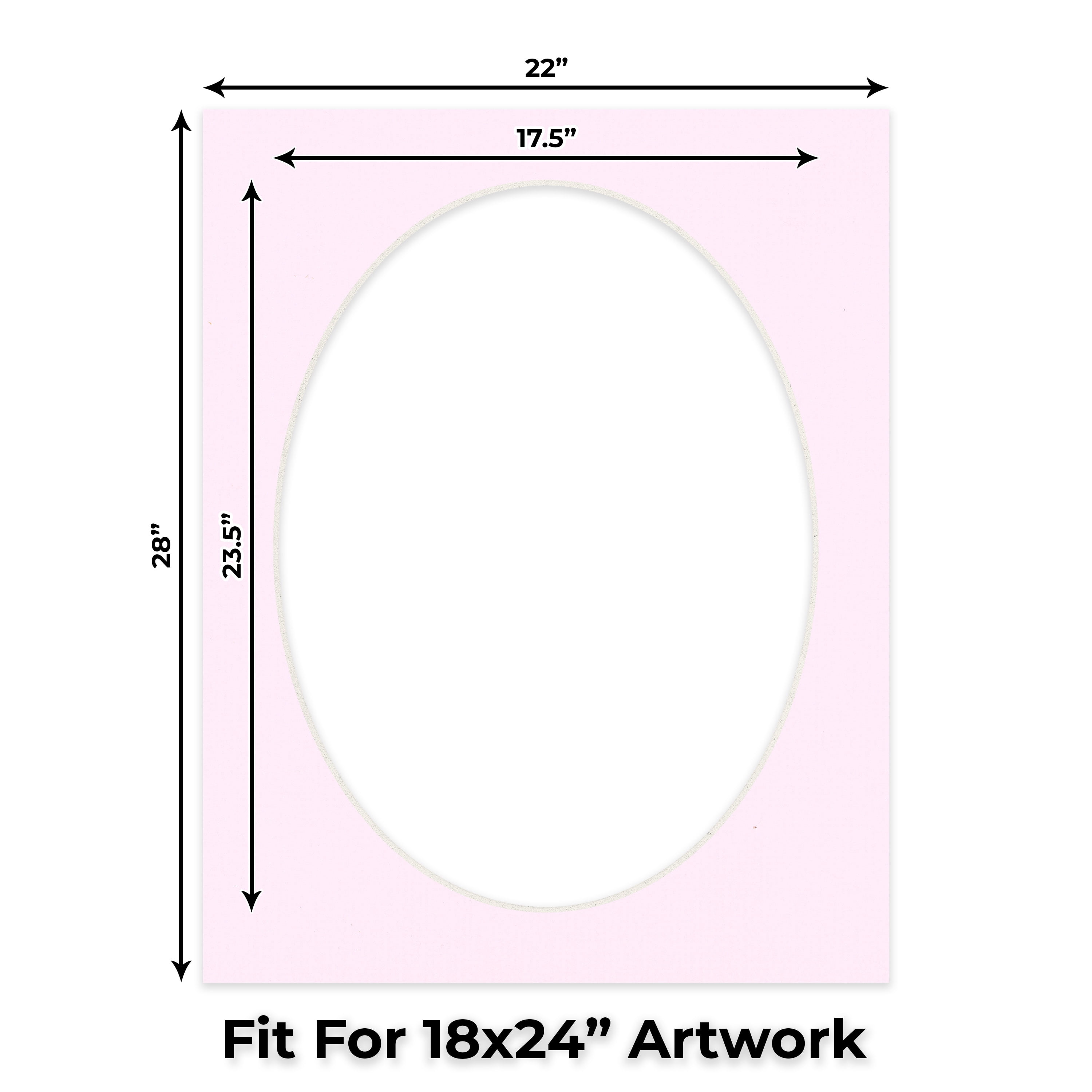 Hollyhock Pink Picture Frame Mat for 22x28 Frames - Oval Opening for 18x24 Photos - 50 Mats