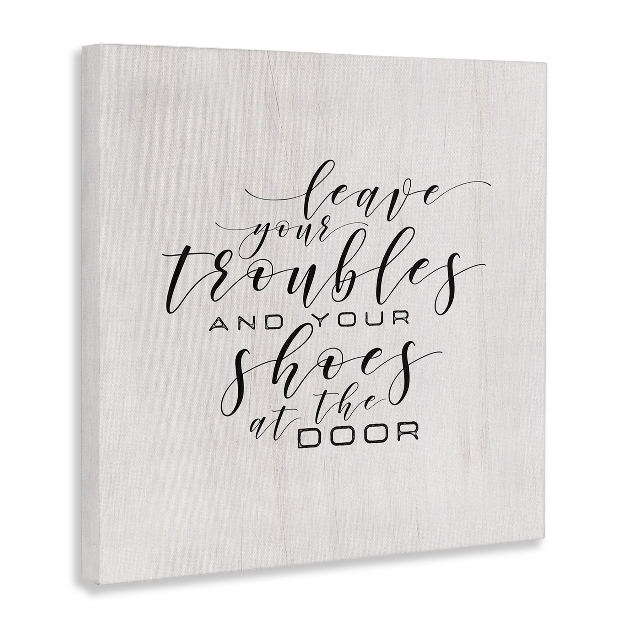 Stupell Industries Troubles & Shoes at Door Inspirational Painting Gallery Wrapped Canvas Art Print Wall Art, 36 x 36