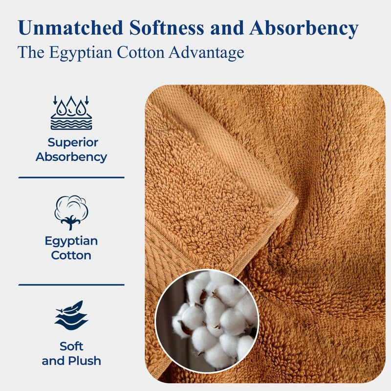 Superior 800 GSM Egyptian Cotton 6-Piece Face Towel Set, Soft Ultra Absorbent Towels, Toast