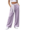 thumbnail image 6 of LIaqionyy Women's Straight Leg Pants Drawstring Elastic Waist Casual Lightweight Fashion Trousers with Pockets, 6 of 9