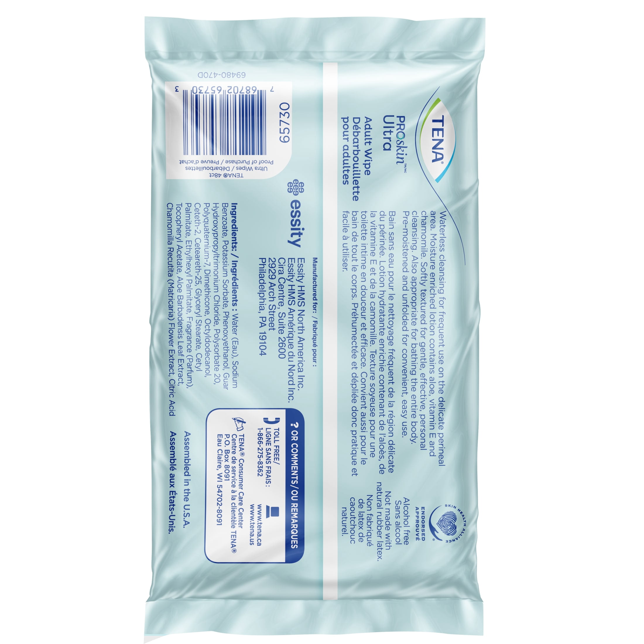 (2 pack) Tena ProSkin Ultra Adult Wipes for Incontinence, 6 Pack of 48, 288 Count