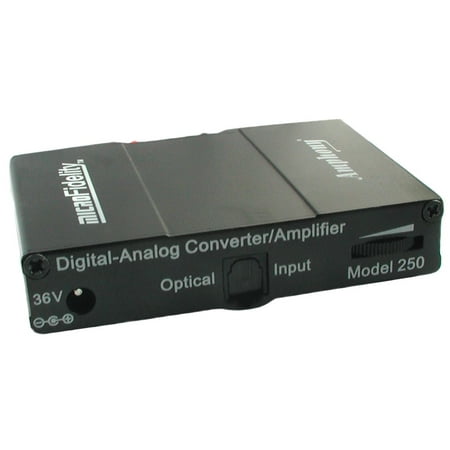 Digital-to-Analog Converter / Amplifier, Model 250 Black, Connects directly to SPDIF optical audio outputs, Super Compact: no larger than a Deck of Cards, 2 x 40 Watts RMS