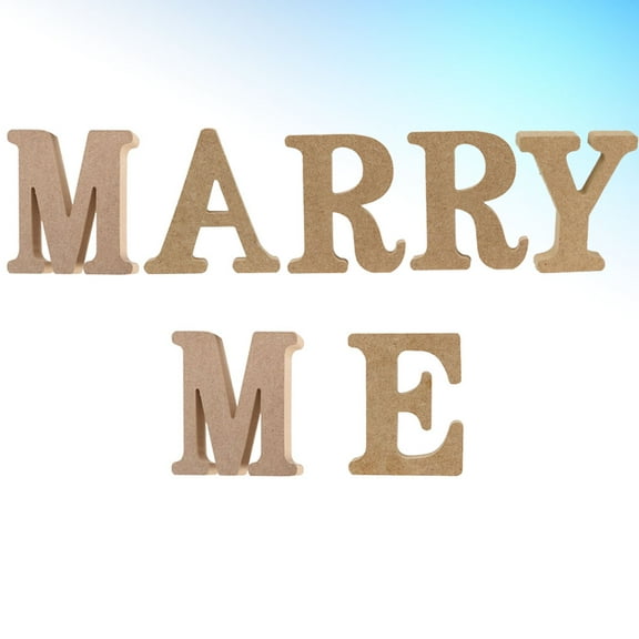OUNONA Beige Marry Me Sign Wooden Letter Decoration for Weddings Anniversaries and Home Decor 7pcs