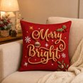 thumbnail image 4 of MYUNNIL Christmas Decorative Throw Pillow Covers, 18 x 18" Farmhouse Red Double Sided Embroidered Christmas Themed Linen Cushion Case for Sofa Bedroom Office Decor, 4 of 5