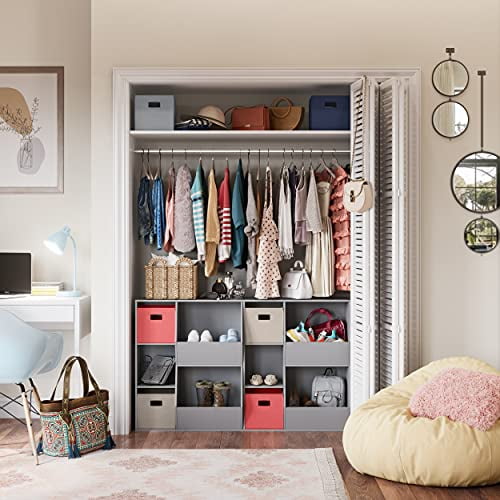 RiverRidge Home Bacs de rangement pliants en tissu gris (paquet de 2