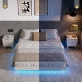 thumbnail image 6 of YouTrend King Bed Frame with RGB LED Lights,Floating Bed with Fluted Design;Heavy Duty Steel, Modern Metal Bed Frame,Walnut, 6 of 9
