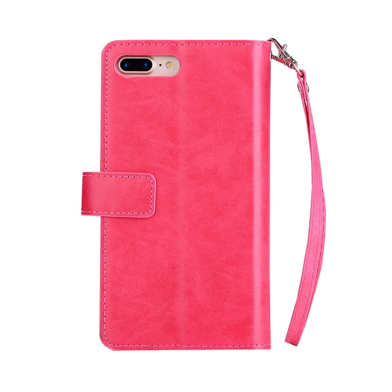 iPhone 7 Plus Case,iPhone 8 Handbag Magnet Stand Folio PU Leather Credit Card Holder Flip Soft Zipper Wallet Protective Case Apple iPhone 7 Plus/8 Plus 5.5",Rose - Walmart.com