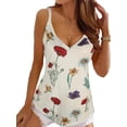 thumbnail image 1 of DYMADE Women Casual V-Neck Printed Loose Holiday Vest Top, 1 of 6