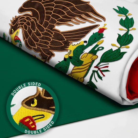 G128 - Mexico 3x5 ft Double Sided Heavy Duty Embroidered flag Indoor Outdoor, Grommets, Polyester