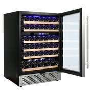 WhizMax 51-Bottle Wine Cooler Refrigerator, Built-in or Freestanding Dual Zone Wine Fridge with Reversible Glass Door