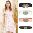 thumbnail image 4 of Allegra K Women's Flower Metal Interlocking Buckle Elastic Cinch Belt, 4 of 4