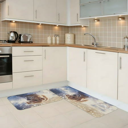 

Kitchen Mats for Floor 2 Piece - Winter Snowy Labrador Retriever Anti Fatigue Mats for Kitchen Floor Kitchen Rugs Non Slip Washable Mat for Home Kitchen Decor