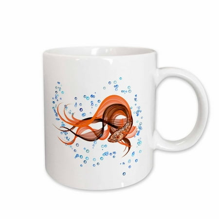 3dRose Siamese fighting fish with flowing fins and water bubbles. - Ceramic Mug,