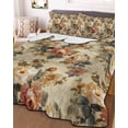thumbnail image 3 of Quilts Twin-XL Size Bedding Set, Retro Orange Spring Floral Lightweight Quilted Comforter, Vintage Botanical Peony Farmhouse Soft Bedspread Coverlet with Pillow Covers for All Season, 68" x 98", 3 of 7