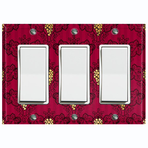 Metal Light Switch Plate Cover Elegant Burgundy Grape Vine Damask DAM074