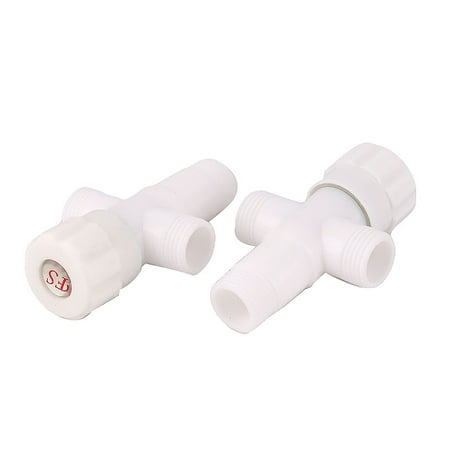 Home Bathroom Plastic Water Stopper Rotating Angle Stop Valve Swtich White 2