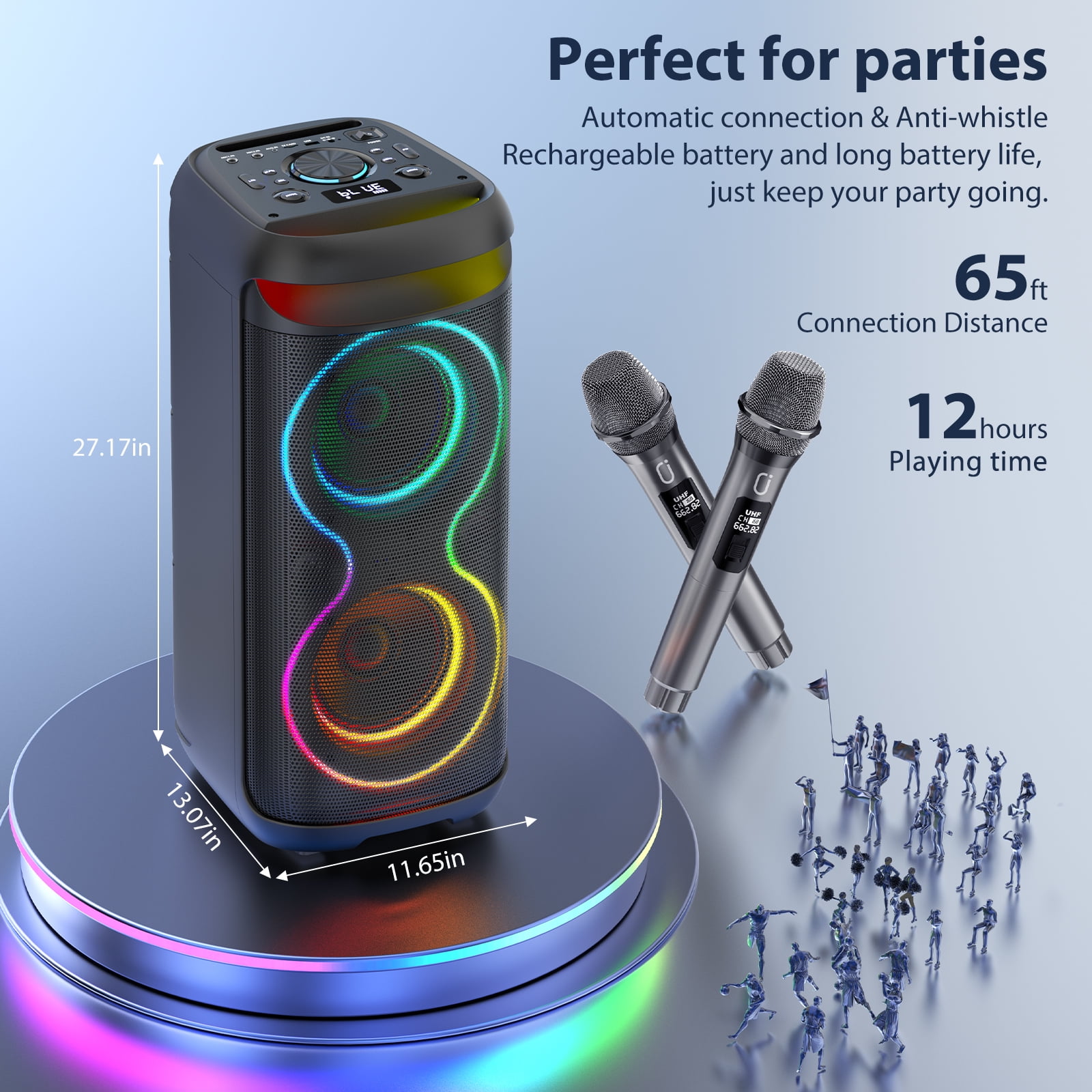 FanFun Karaoke Machine with 2 Microphone, Bluetooth Speaker with Karaoke Micophone, Portable Singing Machine, PA System, T20-T