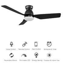 Smaair 44" Flush Mount Ceiling Fan with Light LED and Remote Control, Modern 10 Speeds