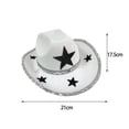 thumbnail image 4 of Versátil sombrero de vaquero occidental, sombrero de borde de lentejuelas con cordón, adorno de pentagrama, sombrero de para fiesta de Yinane Sombrero de vaquero, 4 of 8