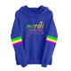 thumbnail image 2 of Uootdi Mardi Gras Womens Drawstring Hoodies for Women Carnival Crewneck Heart Print Hooded Long Sleeve Pullover Festive Color Block Loose Sweatshirts Gift, 2 of 4