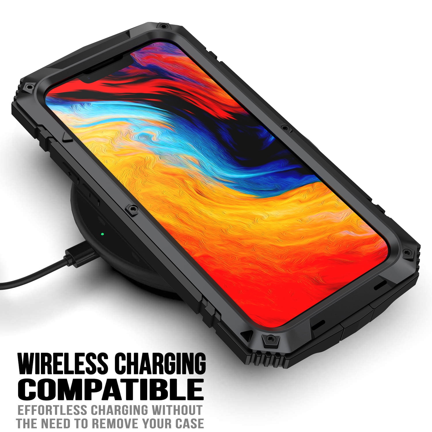 ELEHOLD for iPhone 14 6.1 Inch 2022 Case, Heavy Duty Armor Built-in Explosion-Proof Tempered Glass Screen Protector Wireless Charging Hang Rope Hidden Kickstand Shockproof Rugged Case,Black