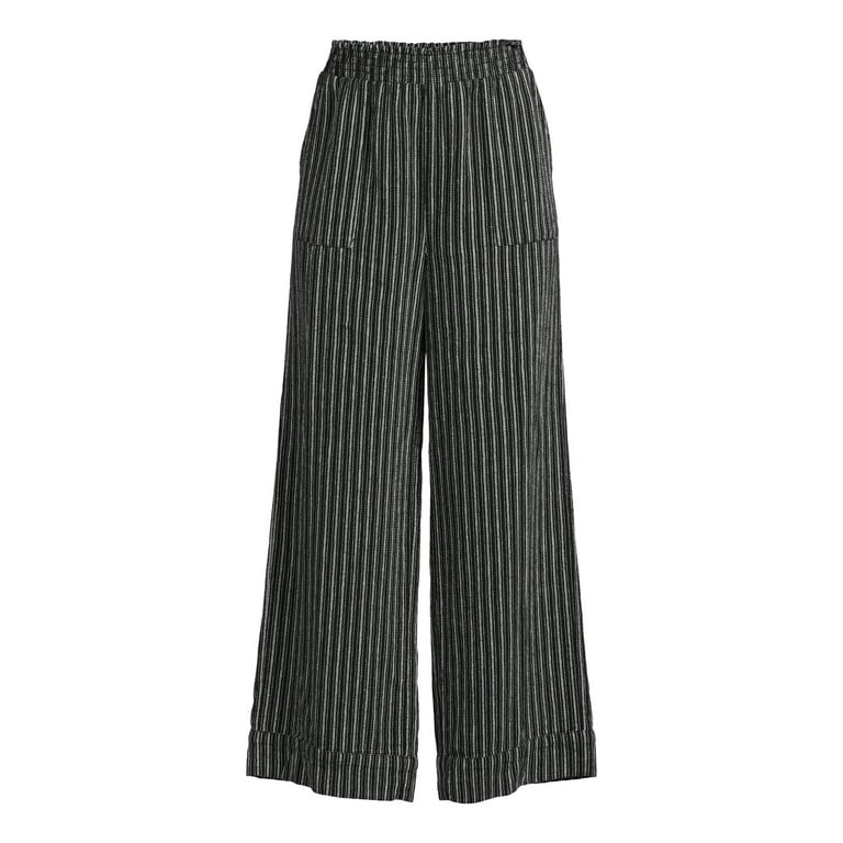 Time and Tru Women s Linen Blend Pants with Smocked Waist 29 Inseam Sizes XS XXXL Walmart