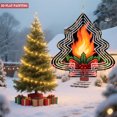thumbnail image 3 of Stylized Metal Hanging Christmas Tree Wind Spinner - Zigzag Pattern Flame Center Holly & Berries Design for Yard & Garden Decor, 3 of 7