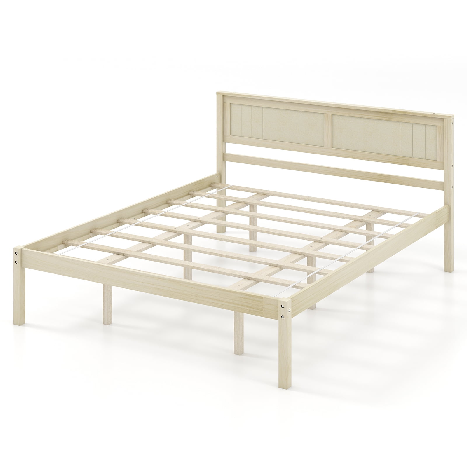 Infans Queen Size Wooden Platform Bed Frame with Headboard Mattress ...