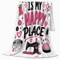 thumbnail image 2 of Whimsical Stitching Happy Place Sewing Craft Theme, Playful Festive Scene, Warm Flannel Blanket for Living Room and Family Room, Art Lovers Christmas Gift, Festive Home Decor, 2 of 9