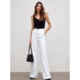 thumbnail image 6 of Women Wide Leg Pants Summer High Waisted Business Casual Work Dress Pants Trousers Slacks White M, 6 of 9