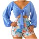 thumbnail image 2 of Puntoco Mujeres Moda Sexy Verano Casual Con Cordones V-Cuello Top Camisa Impreso Pantalones Cortos Conjunto De Dos Piezas Puntoco Puntoco-5339, 2 of 9